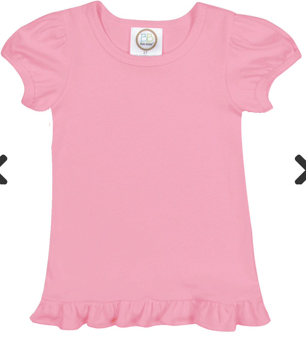 Girl's Puff Sleeve Solid Short Sleeve Tees (Light Colors)