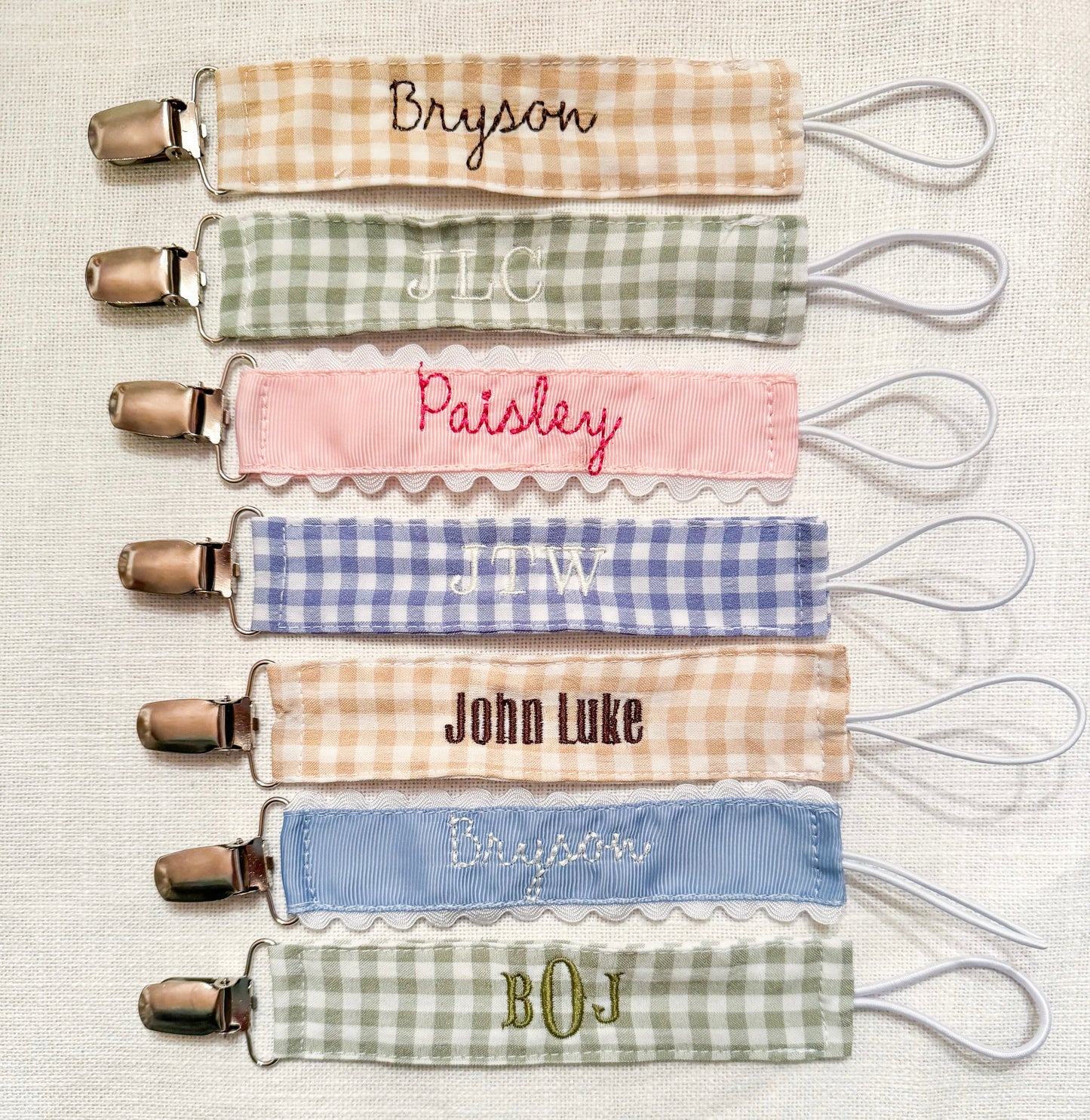 Gingham and Seersucker Paci Clips