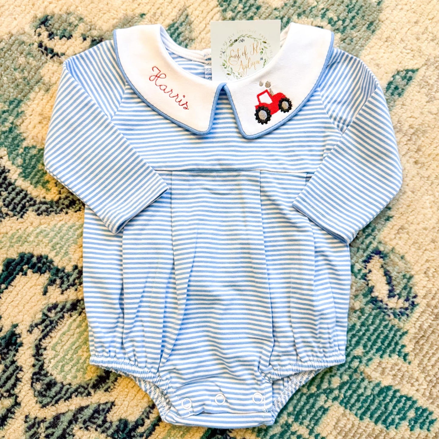 Long Sleeve Stripe Peter Pan Collar Bubbles- Boys