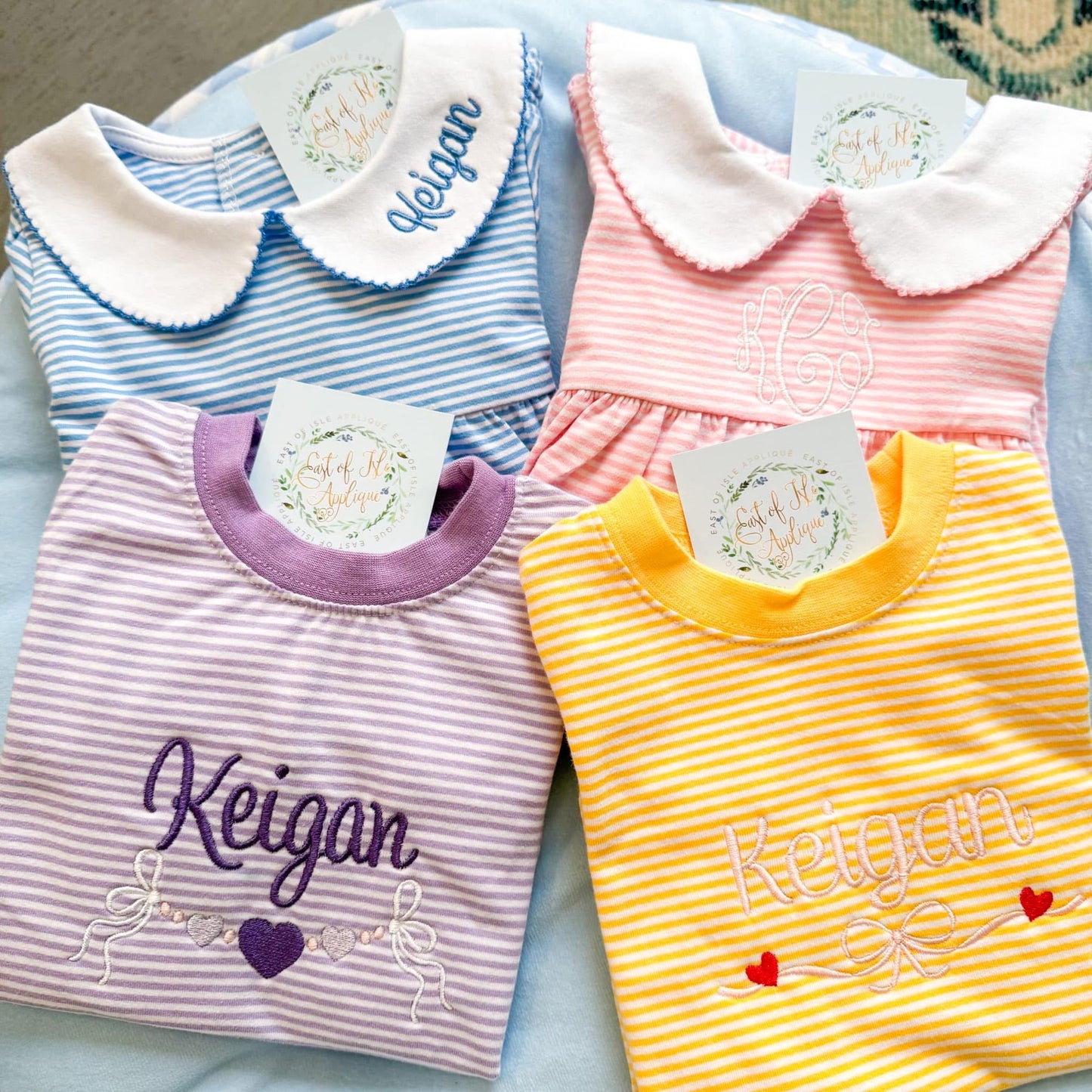 Long Sleeve Stripe Peter Pan Collar Bubbles- Girls