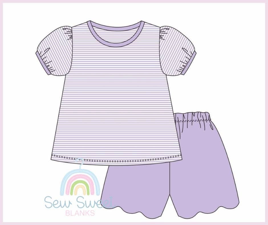 Girls Striped Scallop Sets