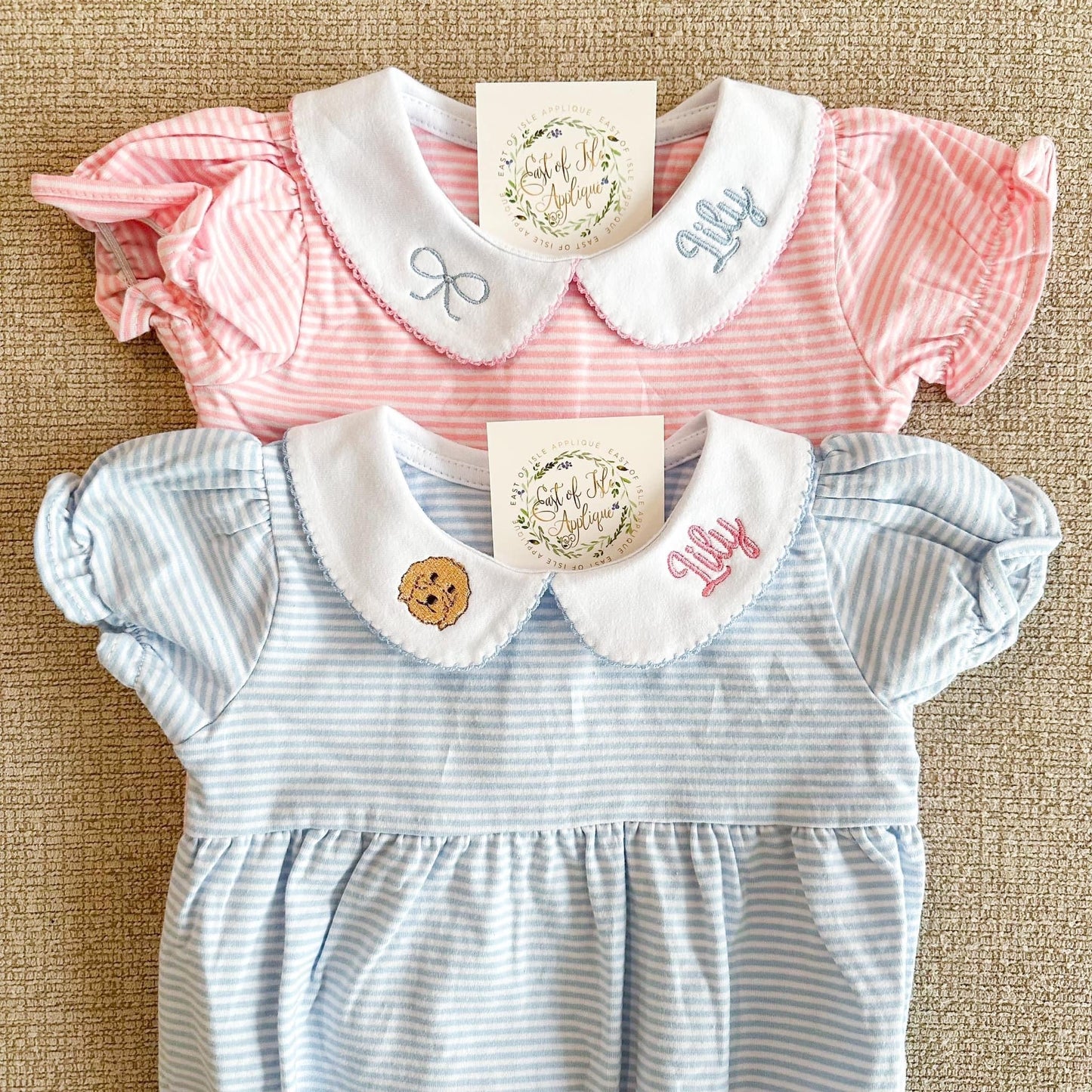 Short Sleeve Stripe Peter Pan Collar Girl Bubble