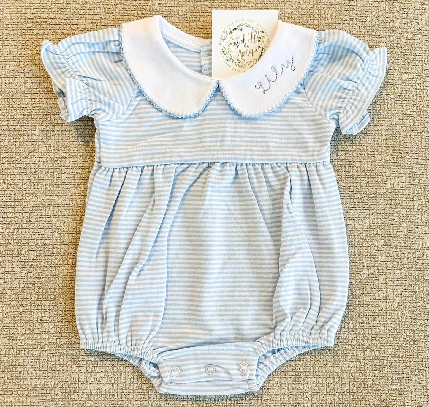 Short Sleeve Stripe Peter Pan Collar Girl Bubble