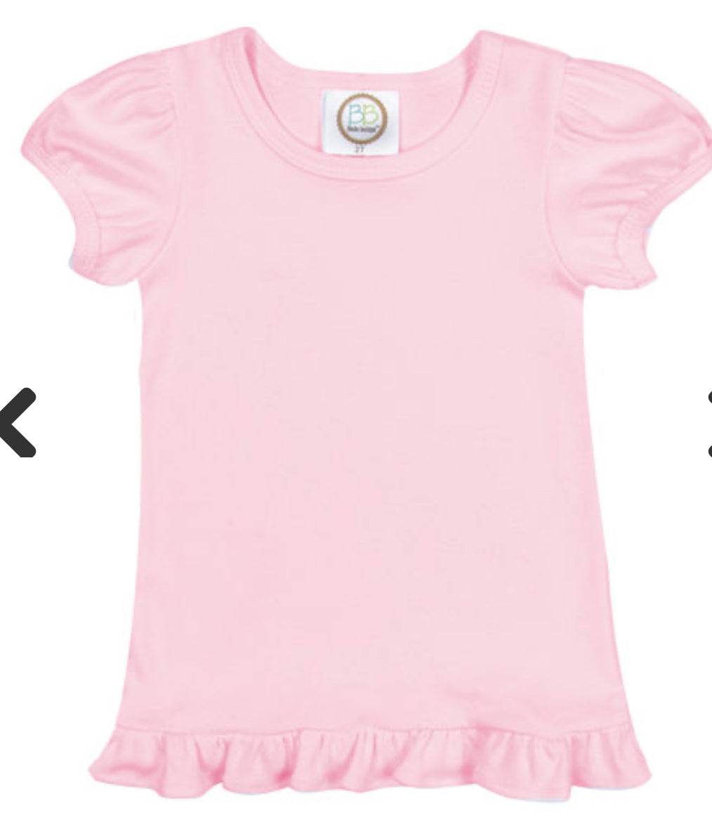Girl's Puff Sleeve Solid Short Sleeve Tees (Light Colors)