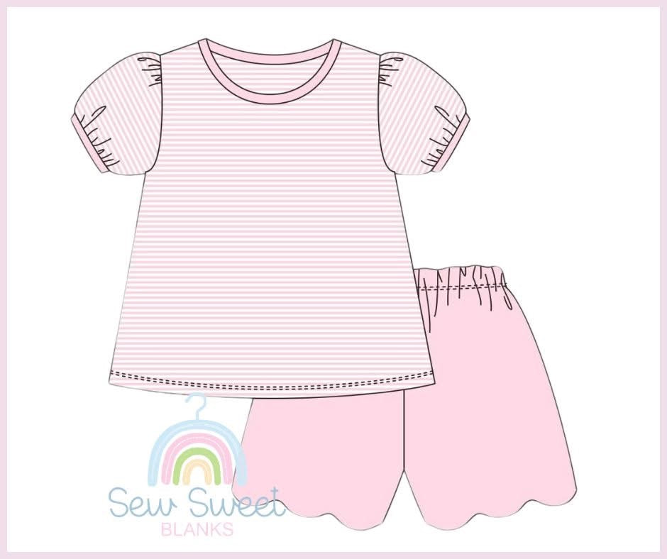 Girls Striped Scallop Sets