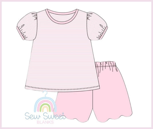 Girls Striped Scallop Sets