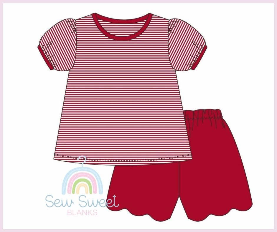 Girls Striped Scallop Sets