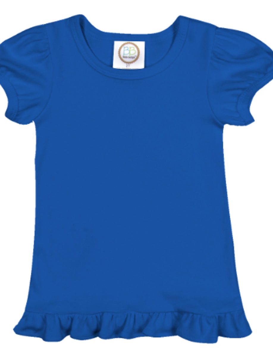 Girl's Puff Sleeve Solid Short Sleeve Tees (Dark Colors)