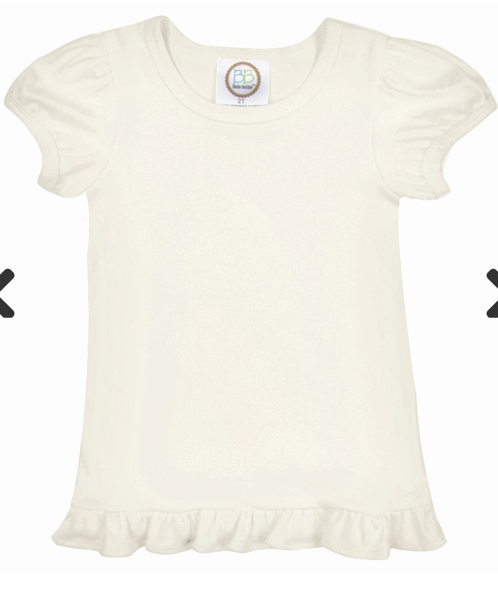 Girl's Puff Sleeve Solid Short Sleeve Tees (Light Colors)