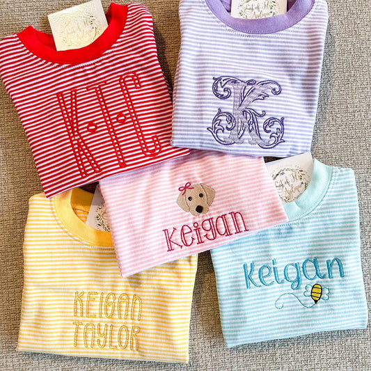 Unisex Striped Short Sleeve T-Shirt Bubble