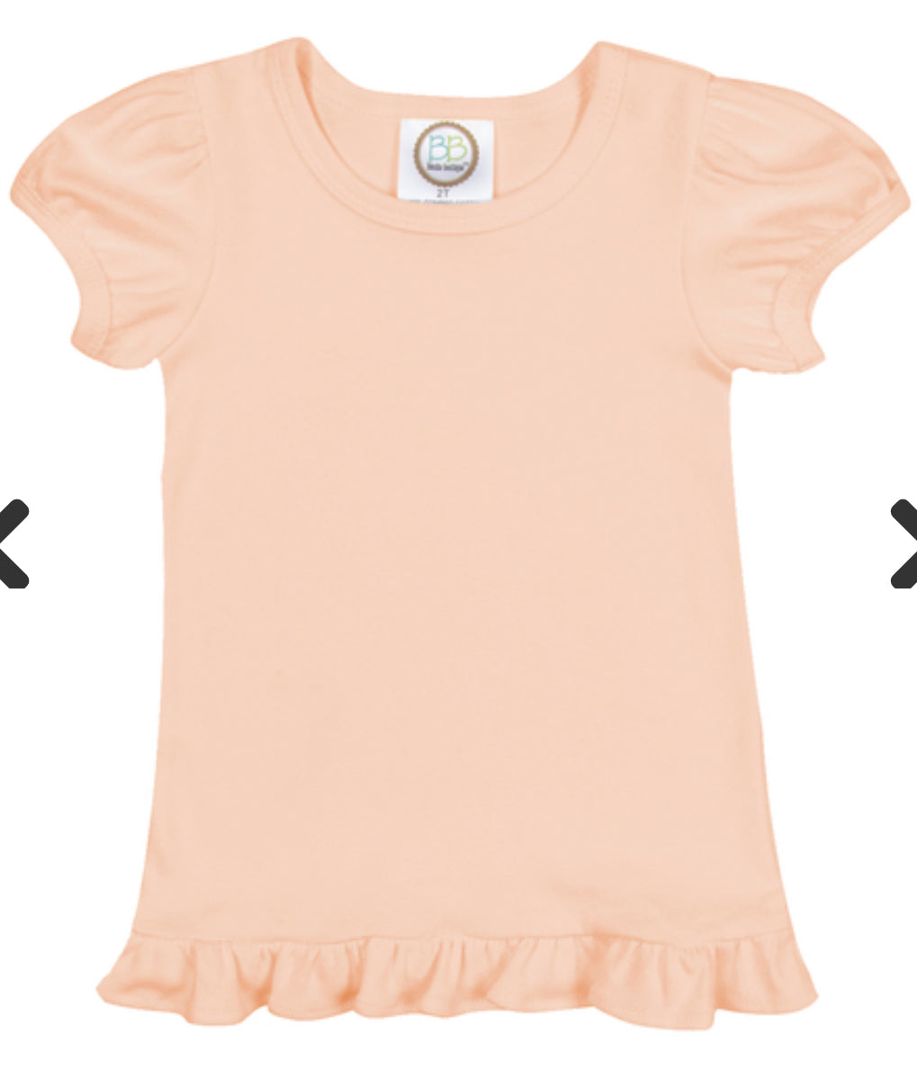 Girl's Puff Sleeve Solid Short Sleeve Tees (Light Colors)