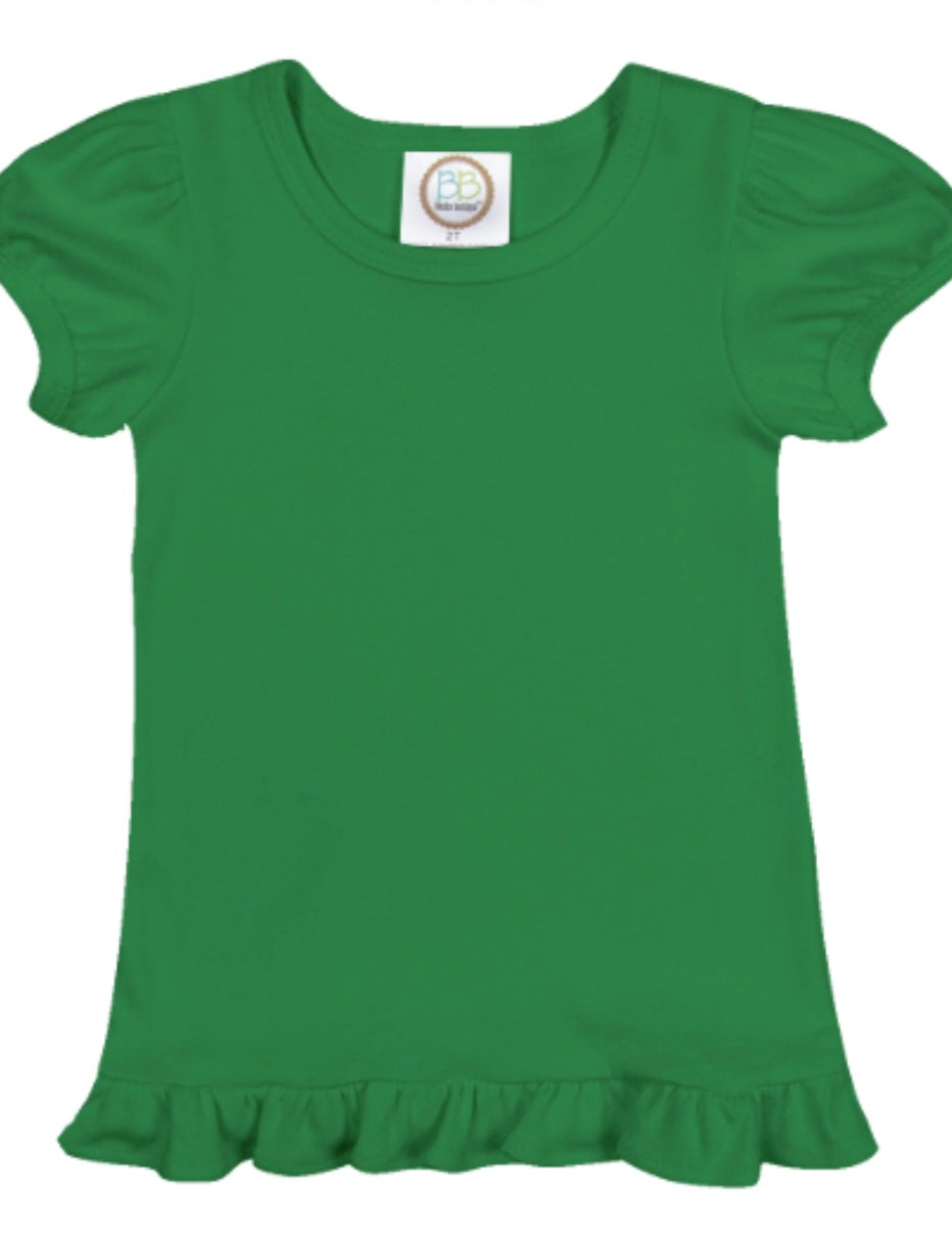 Girl's Puff Sleeve Solid Short Sleeve Tees (Dark Colors)