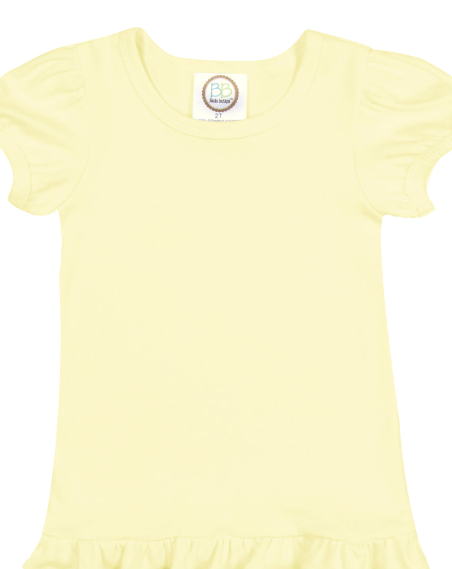 Girl's Puff Sleeve Solid Short Sleeve Tees (Light Colors)