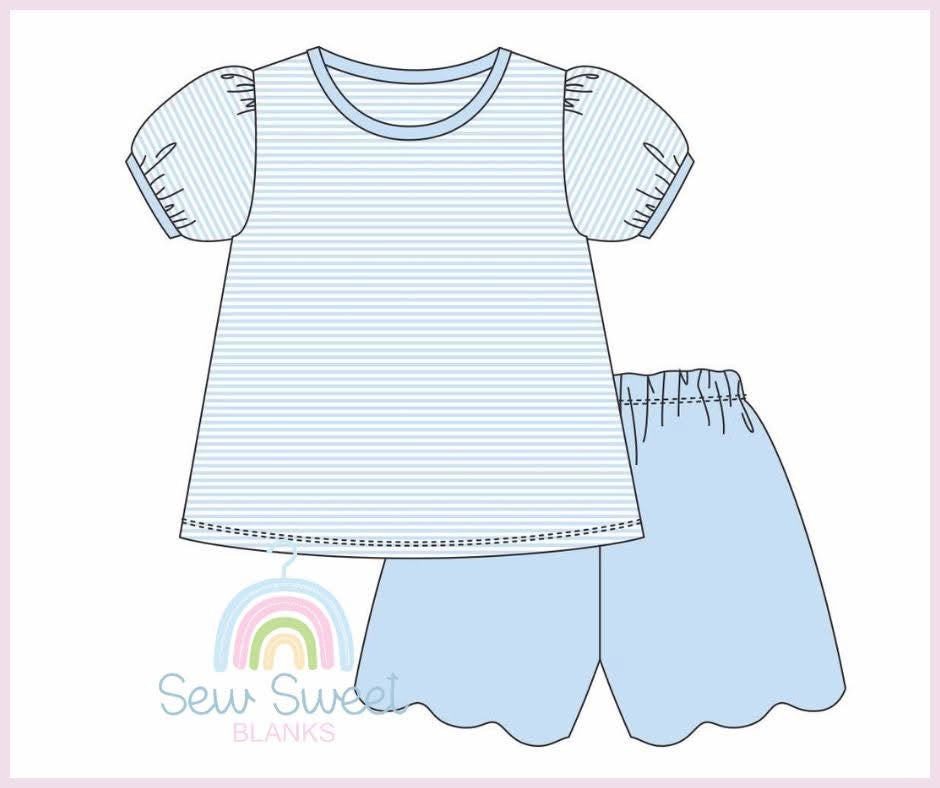 Girls Striped Scallop Sets