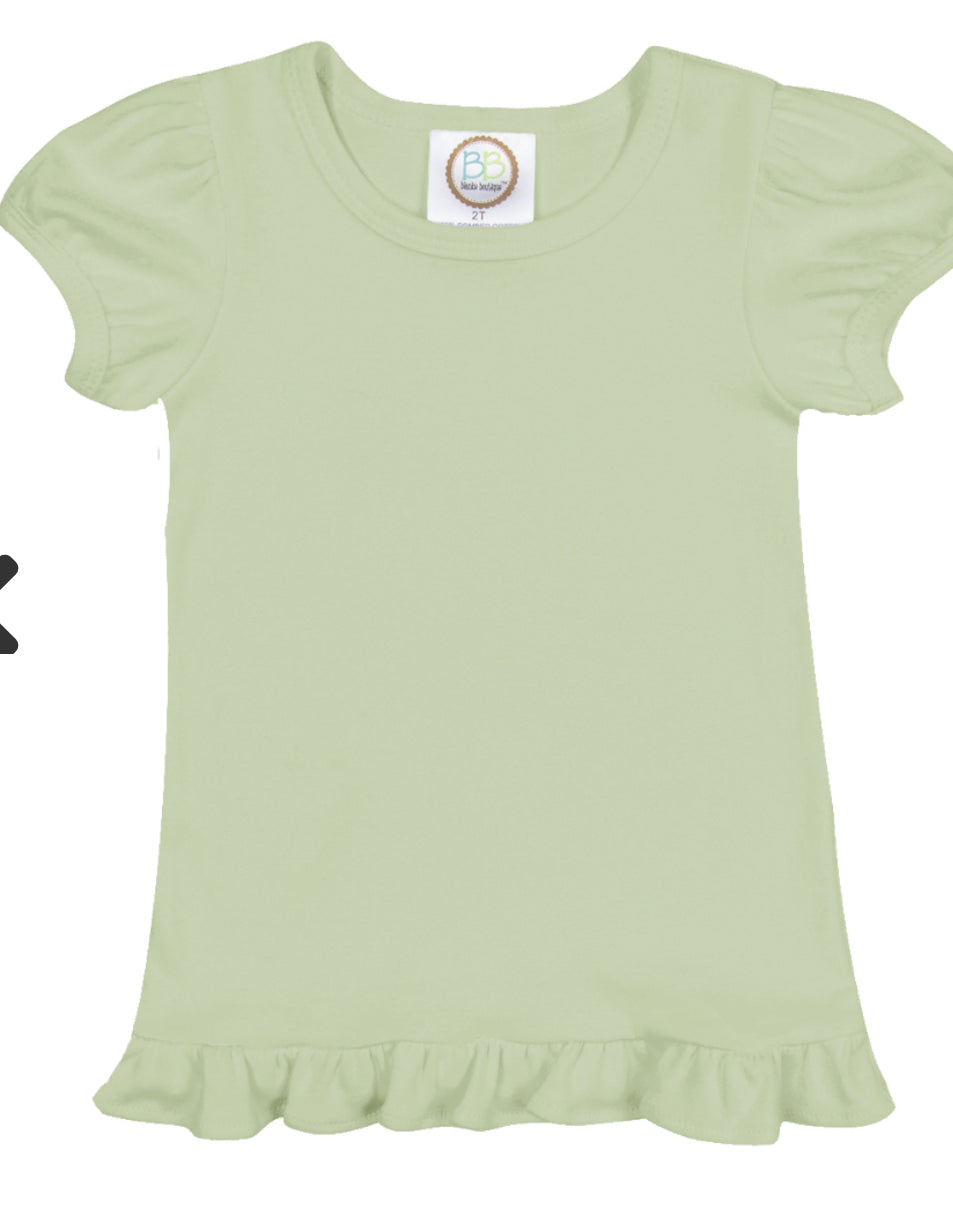 Girl's Puff Sleeve Solid Short Sleeve Tees (Light Colors)