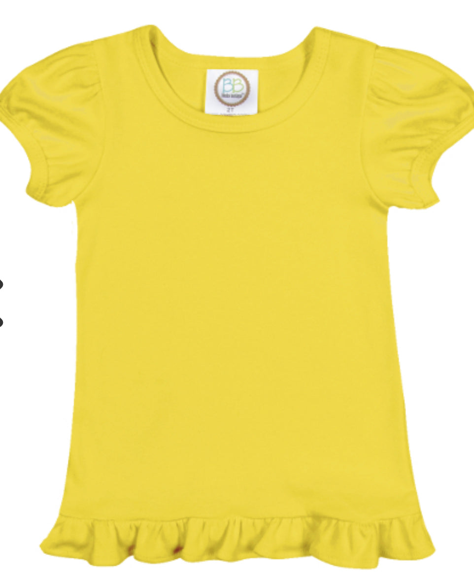 Girl's Puff Sleeve Solid Short Sleeve Tees (Dark Colors)