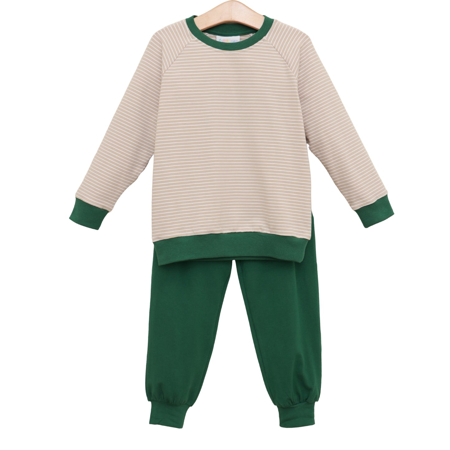 PREORDER Connor Jogger Set (Tan Stripe/Hunter Green)