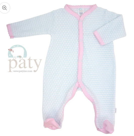 Pinstripe Paty Knit Footie with Pima Trim