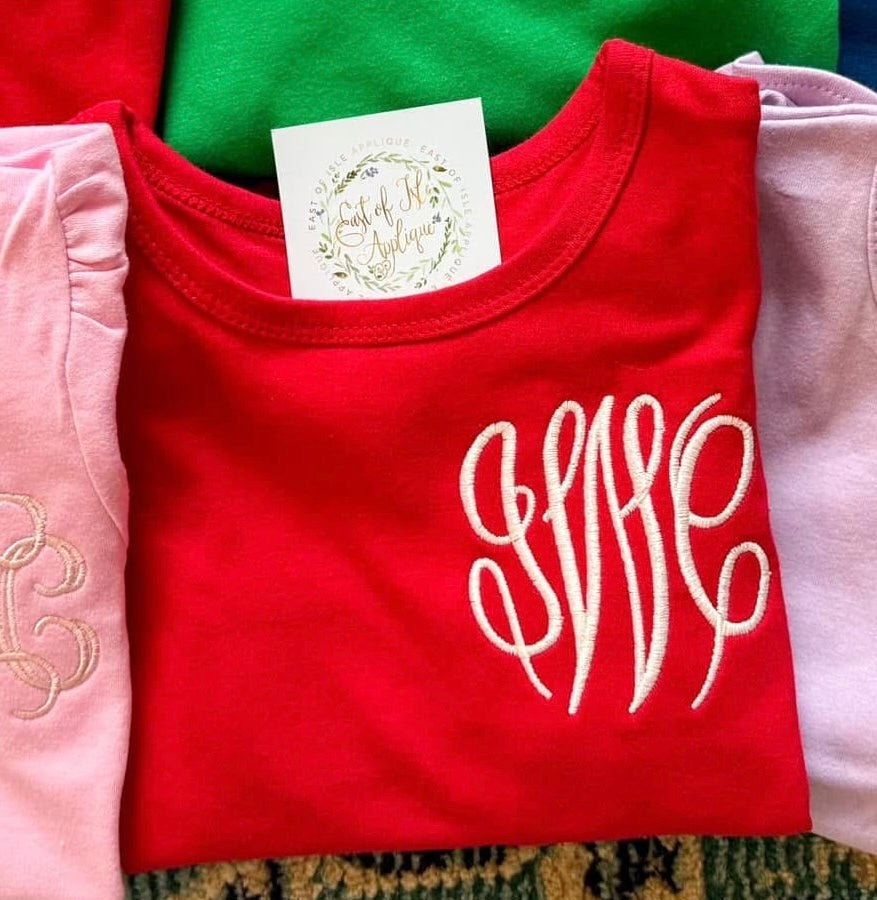 Girl's Puff Sleeve Solid Short Sleeve Tees (Dark Colors)
