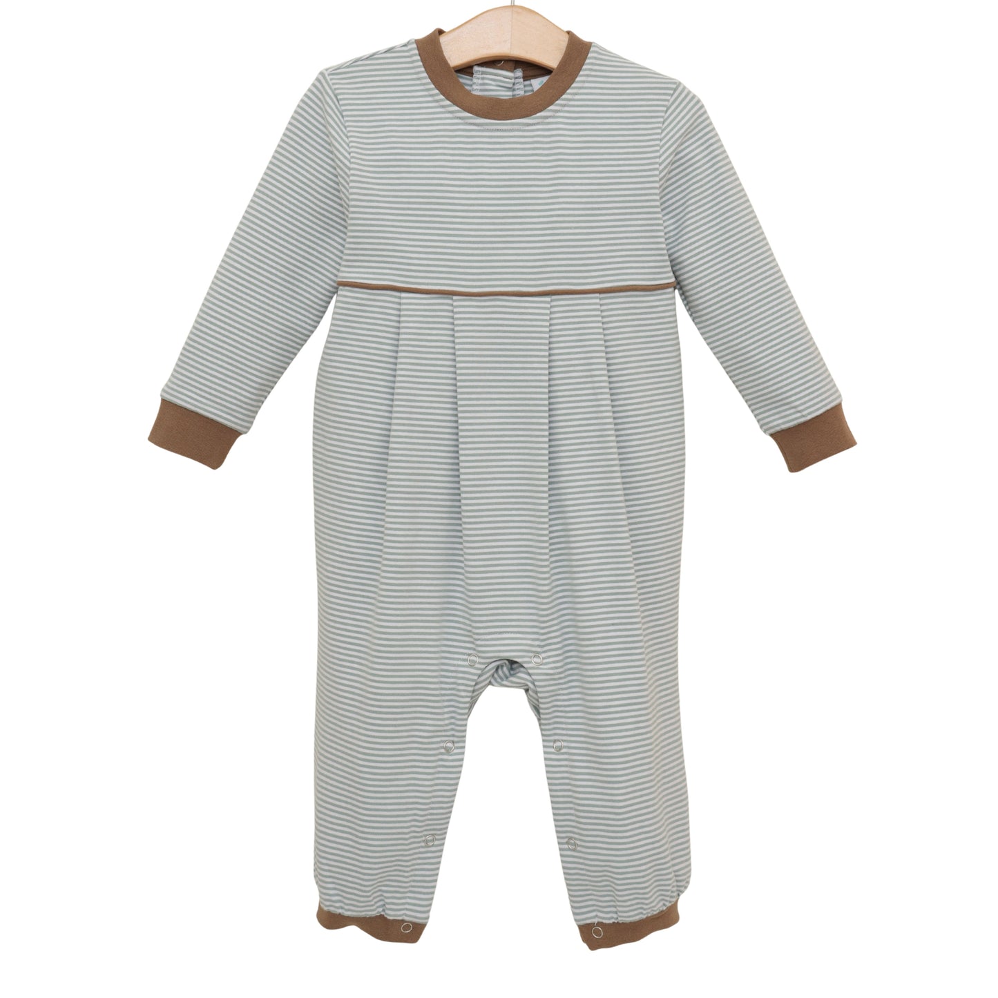 PREORDER Patrick Romper (Dusty Sage Stripe/Light Brown)