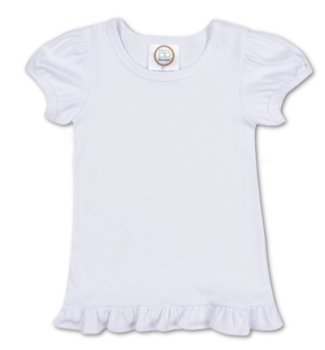 Girl's Solid Short Sleeve Ruffle Tees