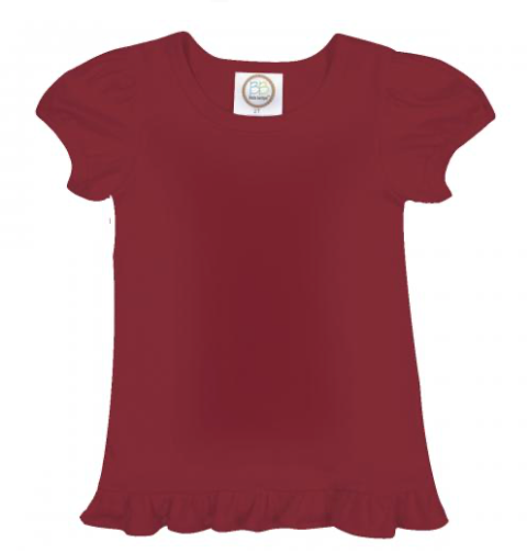 Girl's Solid Short Sleeve Ruffle Tees