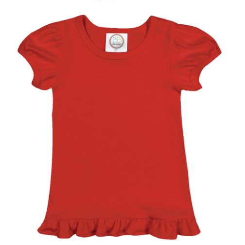 Girl's Solid Short Sleeve Ruffle Tees