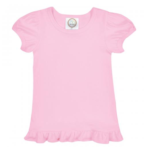 Girl's Solid Short Sleeve Ruffle Tees