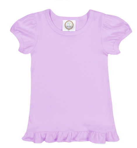 Girl's Solid Short Sleeve Ruffle Tees