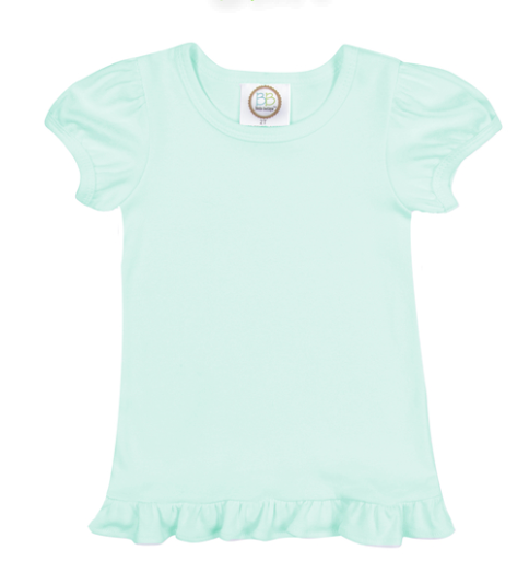 Girl's Solid Short Sleeve Ruffle Tees