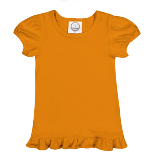 Girl's Solid Short Sleeve Ruffle Tees