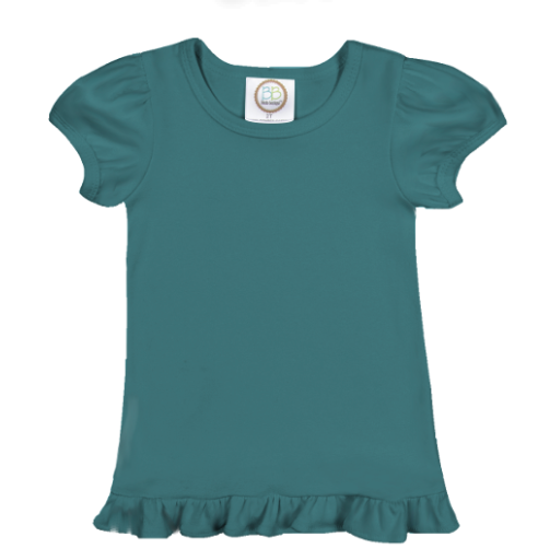 Girl's Solid Short Sleeve Ruffle Tees