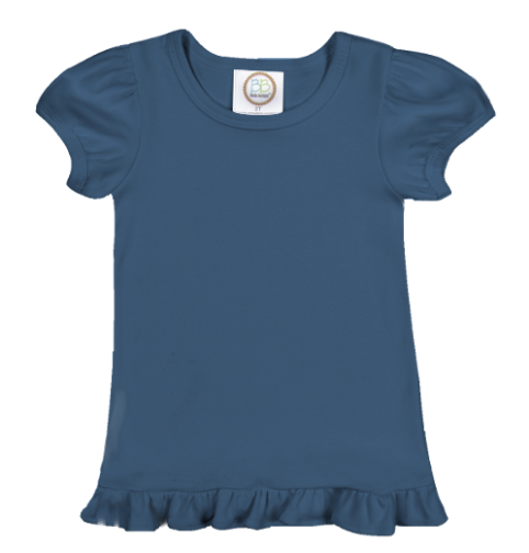 Girl's Solid Short Sleeve Ruffle Tees