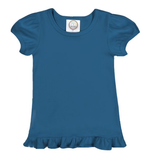 Girl's Solid Short Sleeve Ruffle Tees