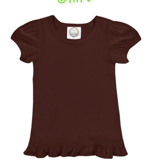 Girl's Solid Short Sleeve Ruffle Tees