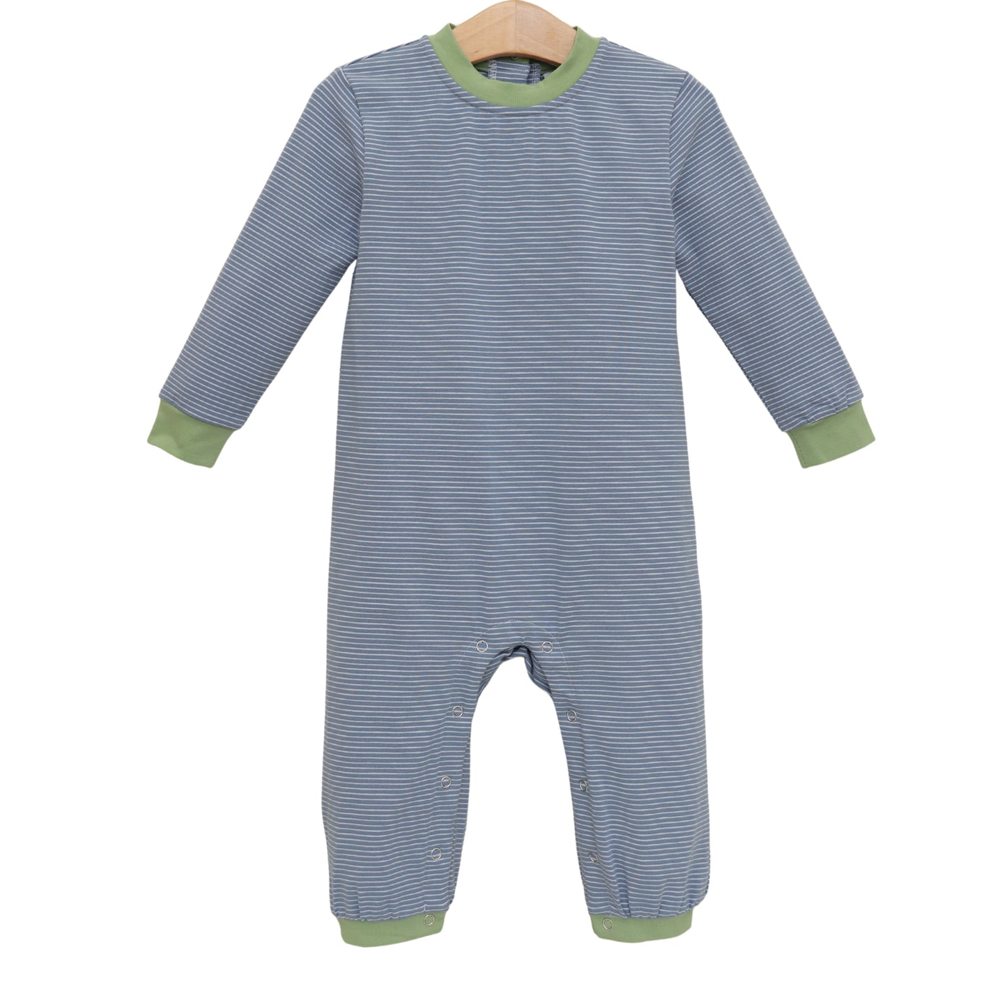 PREORDER Thomas Romper (Dusty Blue Stripe/Sage)