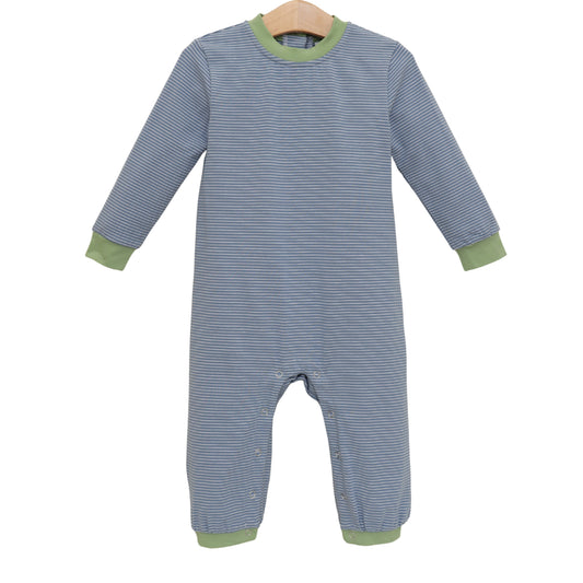 PREORDER Thomas Romper (Dusty Blue Stripe/Sage)